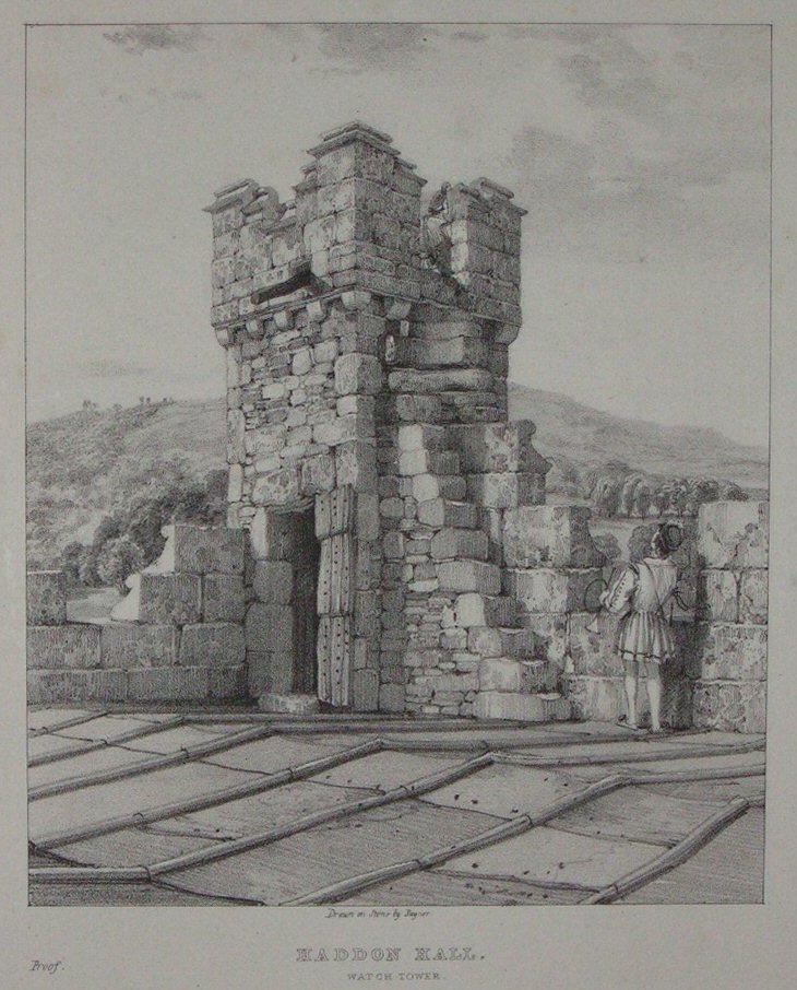 Lithograph - Haddon Hall Watch Tower - 